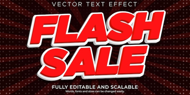 Free vector flash sale text effect, editable shopping and offer text style