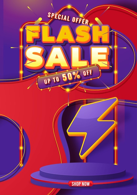 Banner di vendita flash. vendite di offerte lampo, solo ora offerte e  sconti offre set di illustrazione vettoriale layout banner lampi