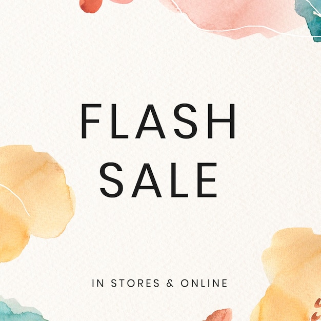 Flash sale watercolor Memphis patterned social template