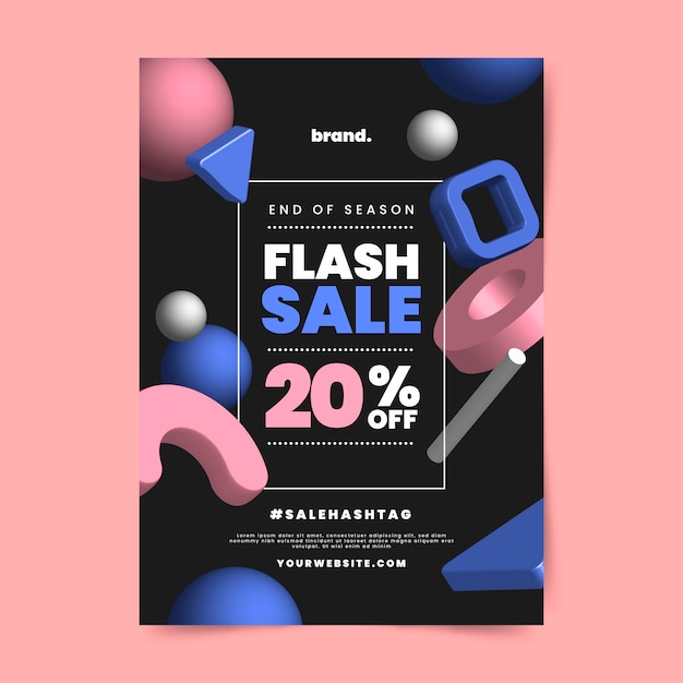Vettore gratuito vendita flash con modello di poster di sconto