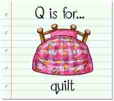 Free vector flashcard alphabet q is for quilt