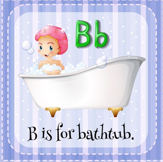 Free vector flashcard letter b is for bathtub