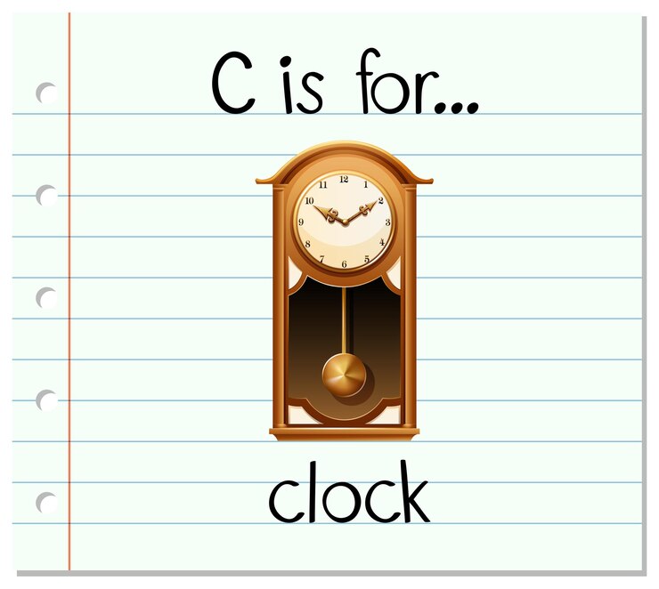 Free Vector flashcard letter c is for clock