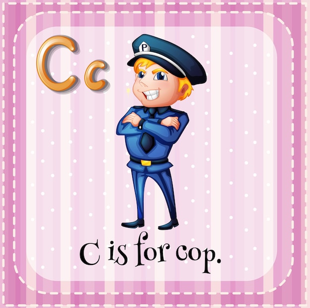 Free vector flashcard letter c is for cop