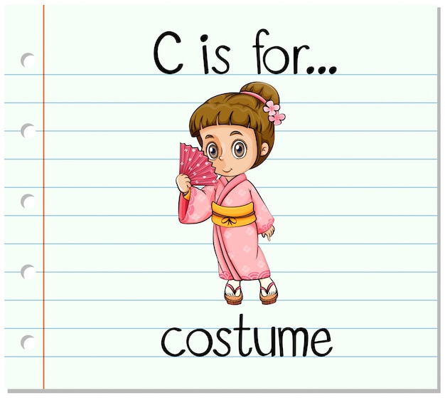 Vettore gratuito la lettera c di flashcard è per il costume