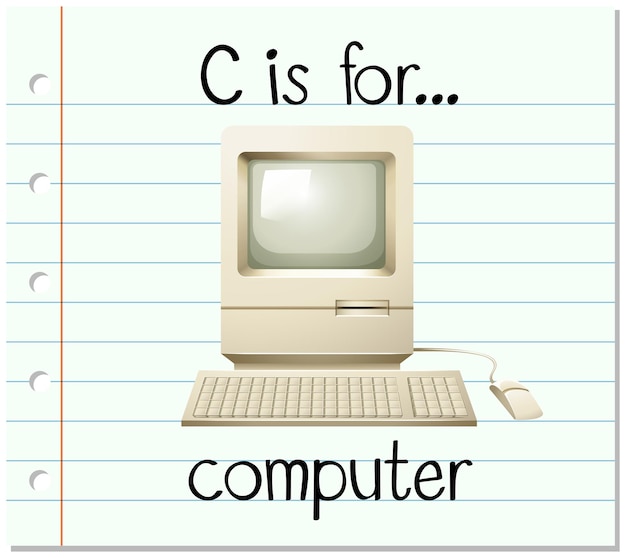 無料ベクター フラッシュカードの文字cはコンピューター用です