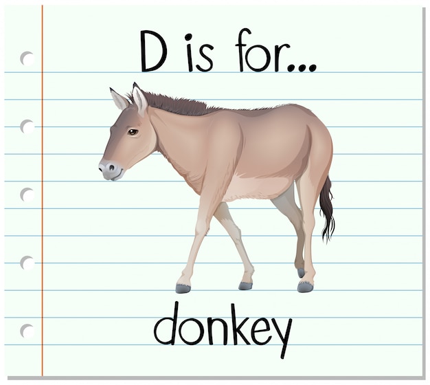 Free vector flashcard letter d is for donkey