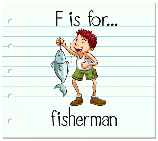 Карточка буква F для рыбака