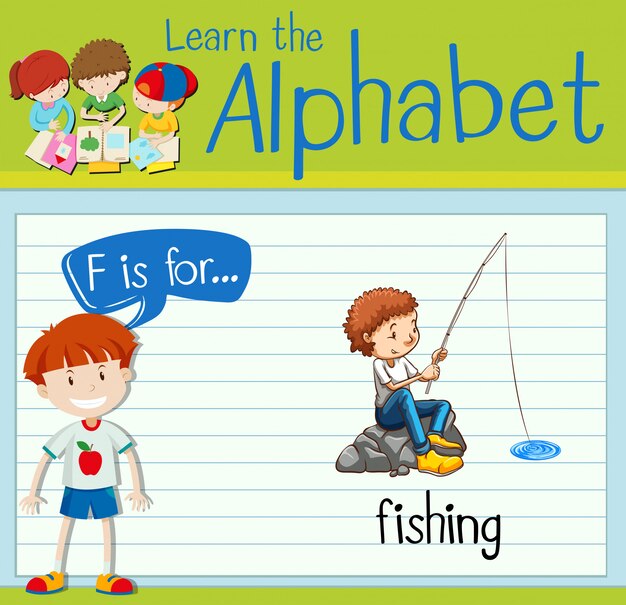 Flashcard letter F is for fishing