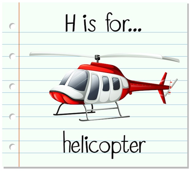 Бесплатное векторное изображение Буква h на карточке означает вертолет