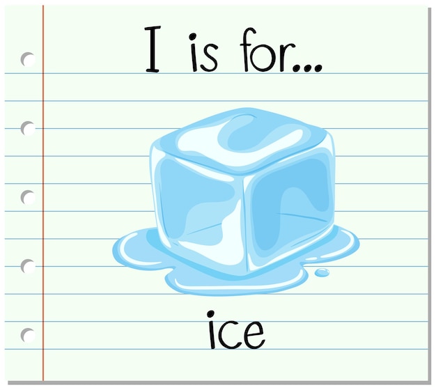 무료 벡터 flashcard 문자 i은 얼음을 위한 것입니다.