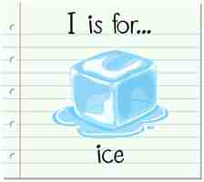 무료 벡터 flashcard 문자 i은 얼음을 위한 것입니다.