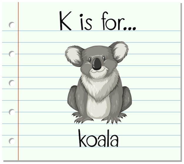 La lettera k di flashcard sta per koala