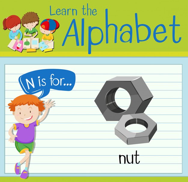 Flashcard letter N is for nut