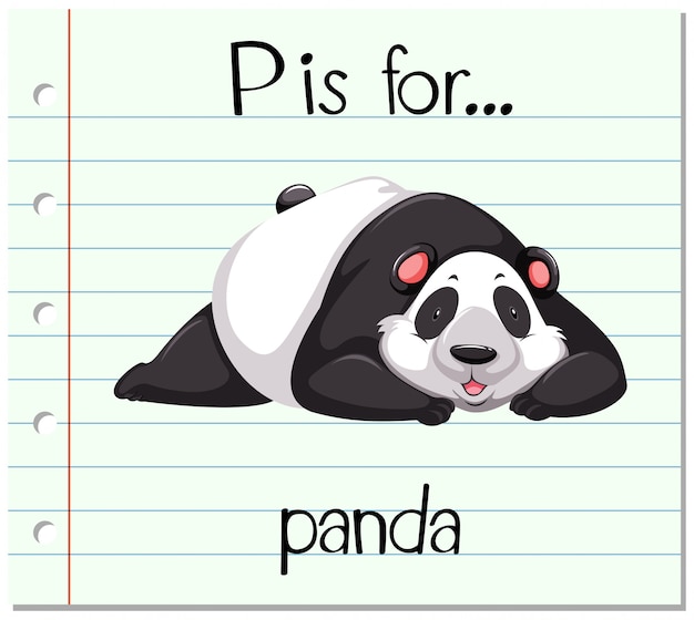 La lettera p di flashcard è per il panda