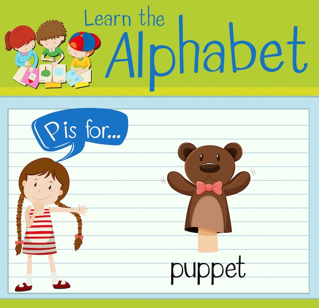 Flashcard letter p is for puppet