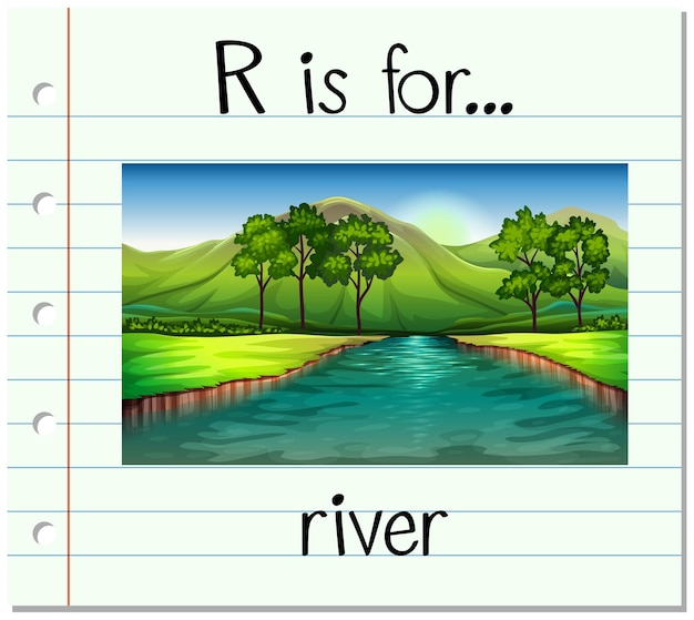 Free vector flashcard letter r is for river