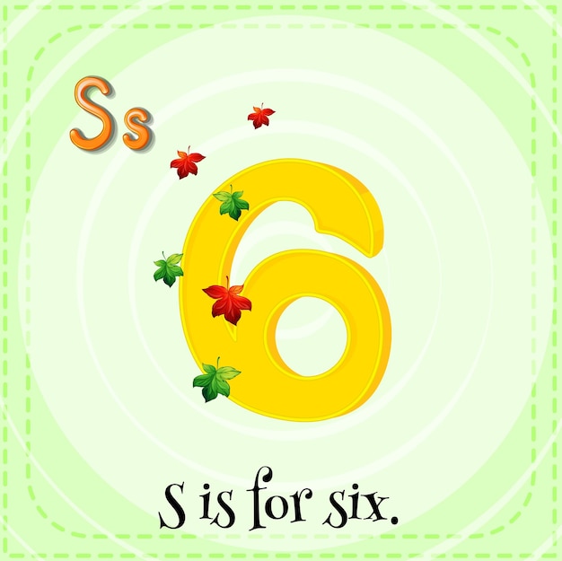 Бесплатное векторное изображение Буква s на карточке для шести