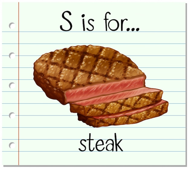 無料ベクター フラッシュカードの文字sはステーキ