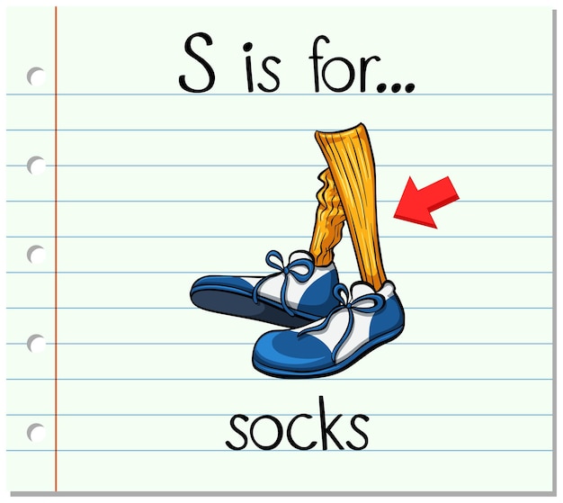 Free vector flashcard letter s is for socks