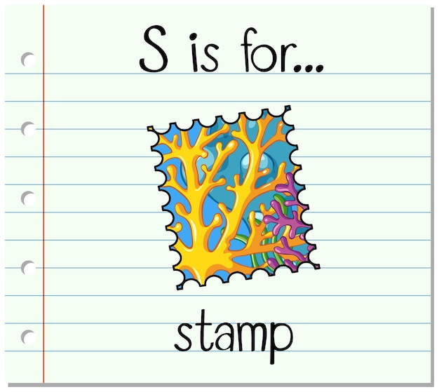 Flashcard letter s is for stamp