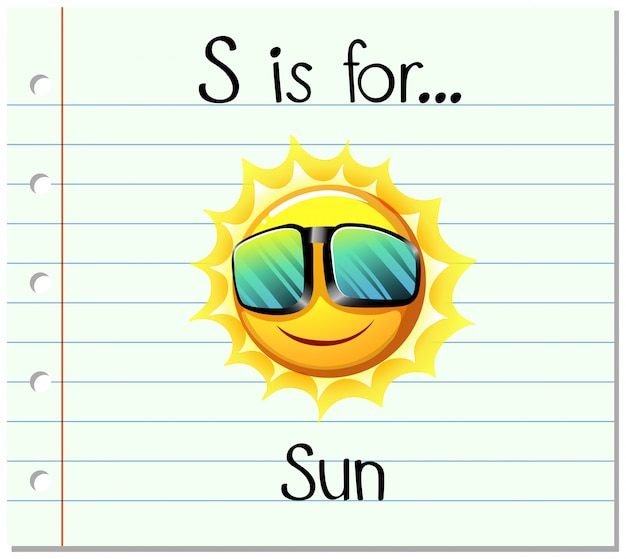 Vettore gratuito la lettera s di flashcard è per il sole