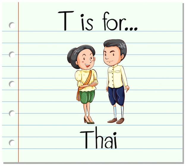 Flashcard letter t is for thai