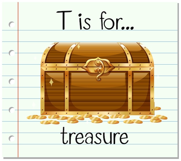 Free vector flashcard letter t is for treasure