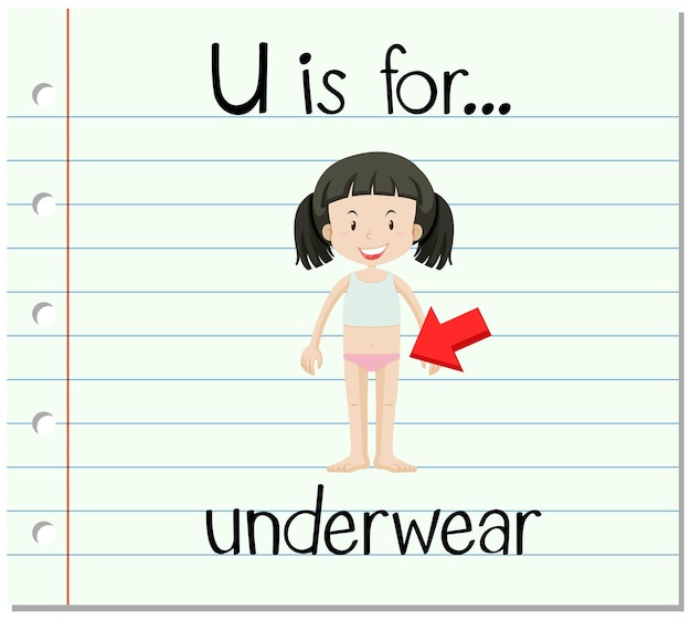 Free vector flashcard letter u is for underwear