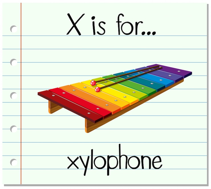 Free Vector flashcard letter x is for xylophone