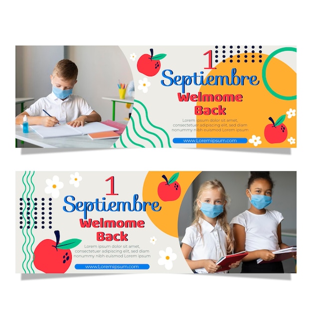 Flat 1 september horizontal banners set