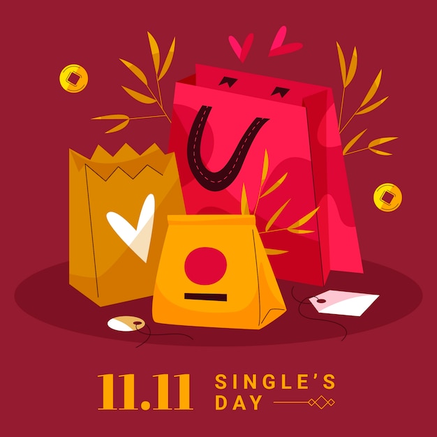 Free vector flat 11.11 shopping day illustration