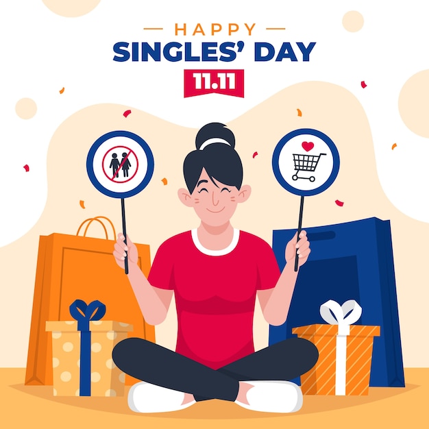 Free vector flat 11.11 shopping day illustration