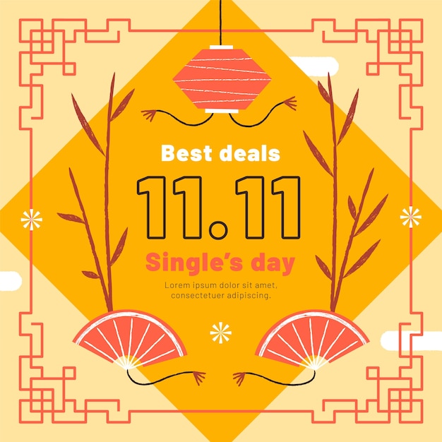 Free vector flat 11.11 shopping day illustration