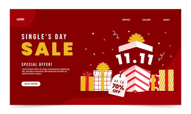 Flat 11.11 shopping day landing page template