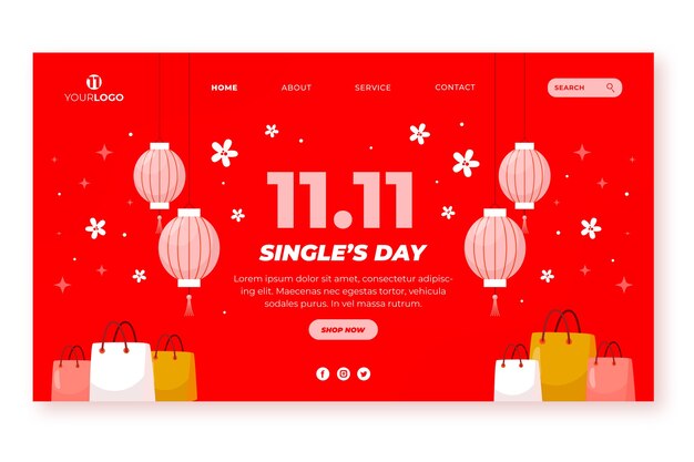 フラット11.11ショッピングデーランディングページテンプレート