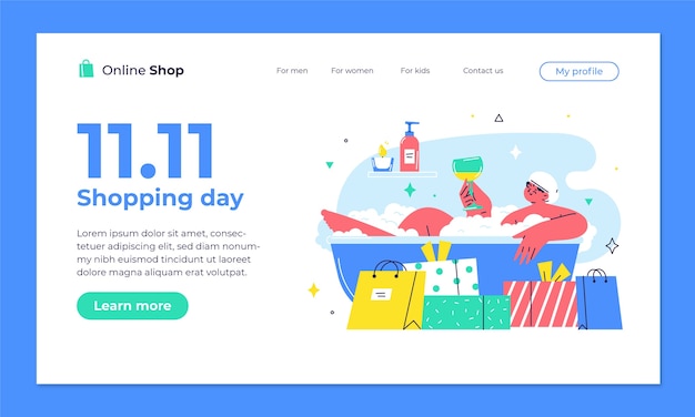 Flat 11.11 shopping day landing page template