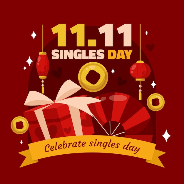 Flat 11.11 singles' day illustration