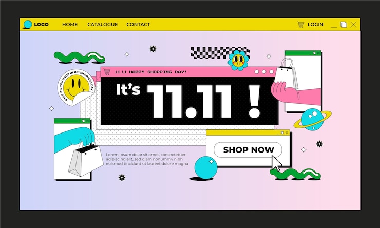 Free Vector flat 11.11 singles' day landing page template