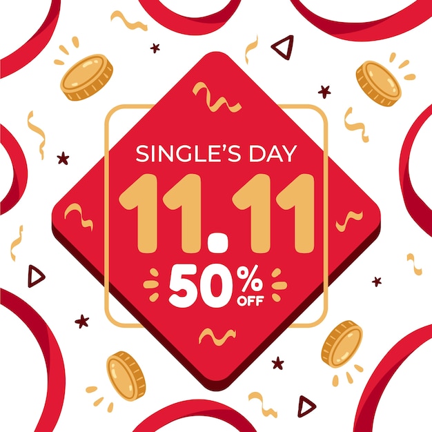 Piatto 11.11 giorno di shopping single illustrazione giorno