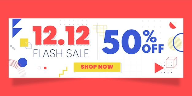 Free vector flat 12.12 sale horizontal banner template