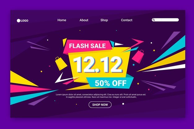 Free vector flat 12.12 sale landing page template