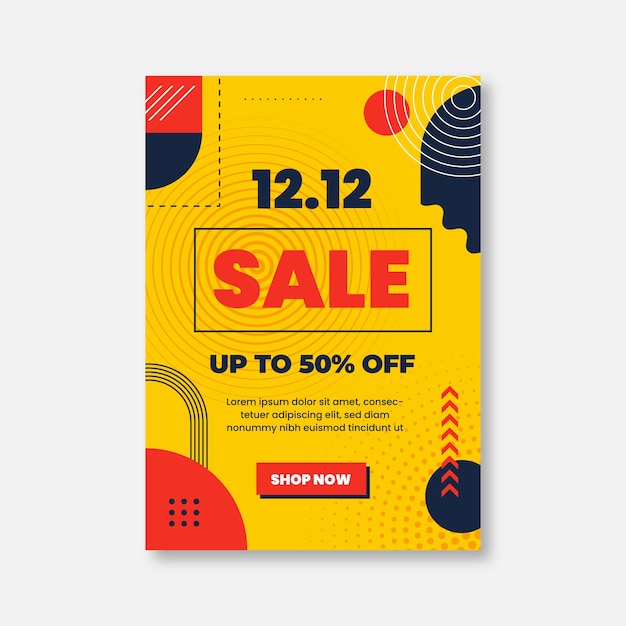 Flat 12.12 sale vertical flyer template