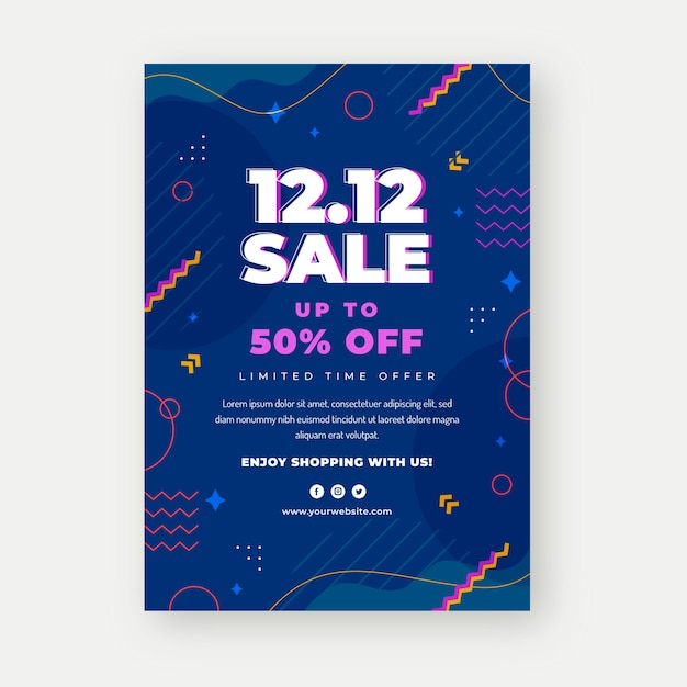 Flat 12.12 sale vertical flyer template