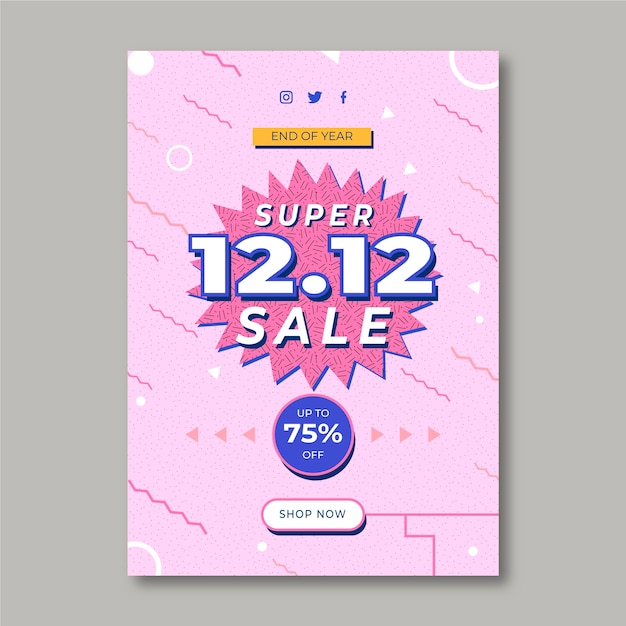 Flat 12.12 sale vertical flyer template