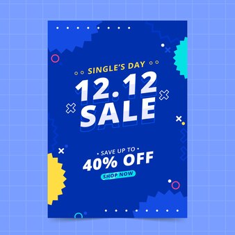 Flat 12.12 sale vertical flyer template