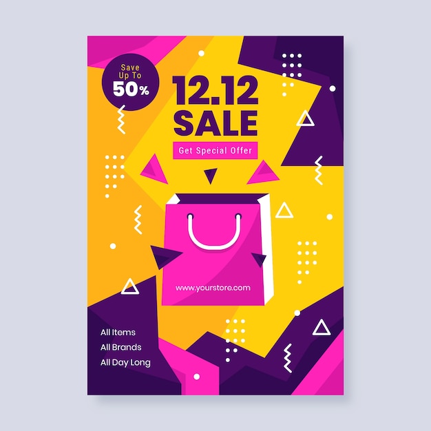 Flat 12.12 sale vertical flyer template