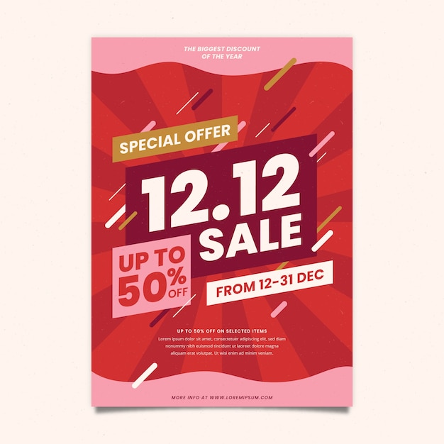 Flat 12.12 sale vertical poster template