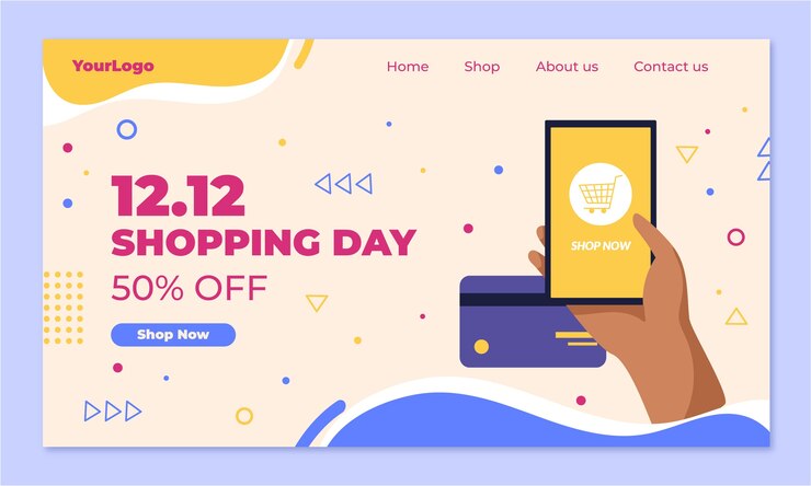 Free Vector flat 12.12 shopping day landing page template