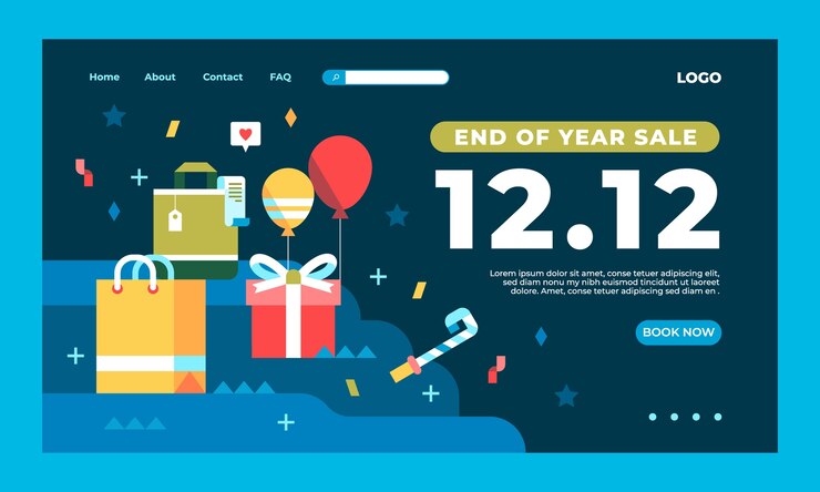 무료 Vector 플랫 12.12 쇼핑일 방문 페이지 템플릿